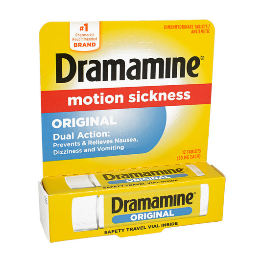 Dramamine Motion Sickness Relief Tablets - Vial of 12 wellness vending machine