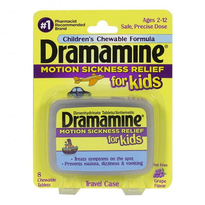 Dramamine® for Kids Chewable Tablets – 8 Count Card, Case of 18