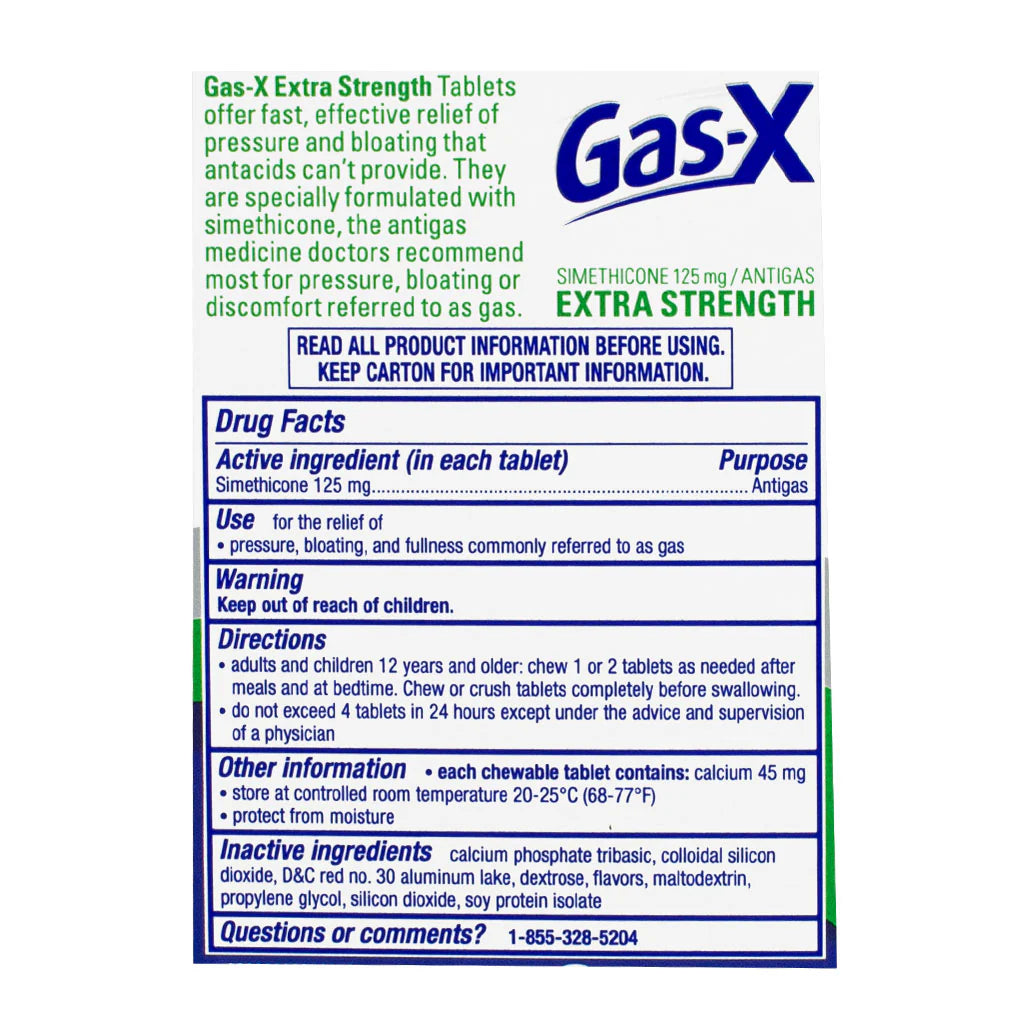 Gas-X® Extra Strength Chewable Tablets Cherry Crème – 18 Count, Case of 18 Boxes