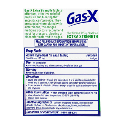 Gas-X® Extra Strength Chewable Tablets Cherry Crème – 18 Count, Case of 18 Boxes