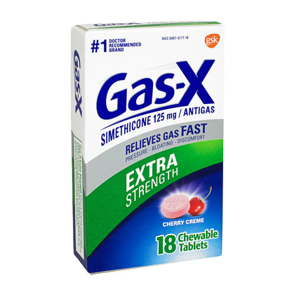 Gas-X® Extra Strength Chewable Tablets Cherry Crème – 18 Count, Case of 18 Boxes