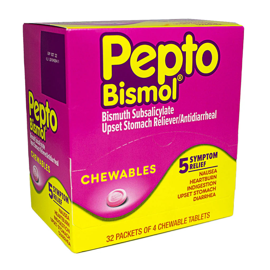 Pepto Bismol® Chewable Tablets – 4 Count Pouch, Case of 32 Packs