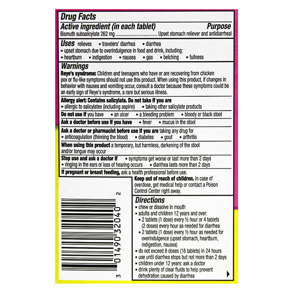 Pepto Bismol® Chewable Tablets – 2 Count Box, Case of 36 Packs