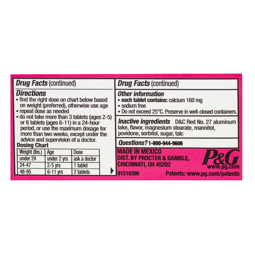 Pepto® Kid's Bubblegum Chewable Tablets – 24 Tablets per Box, Case of 36