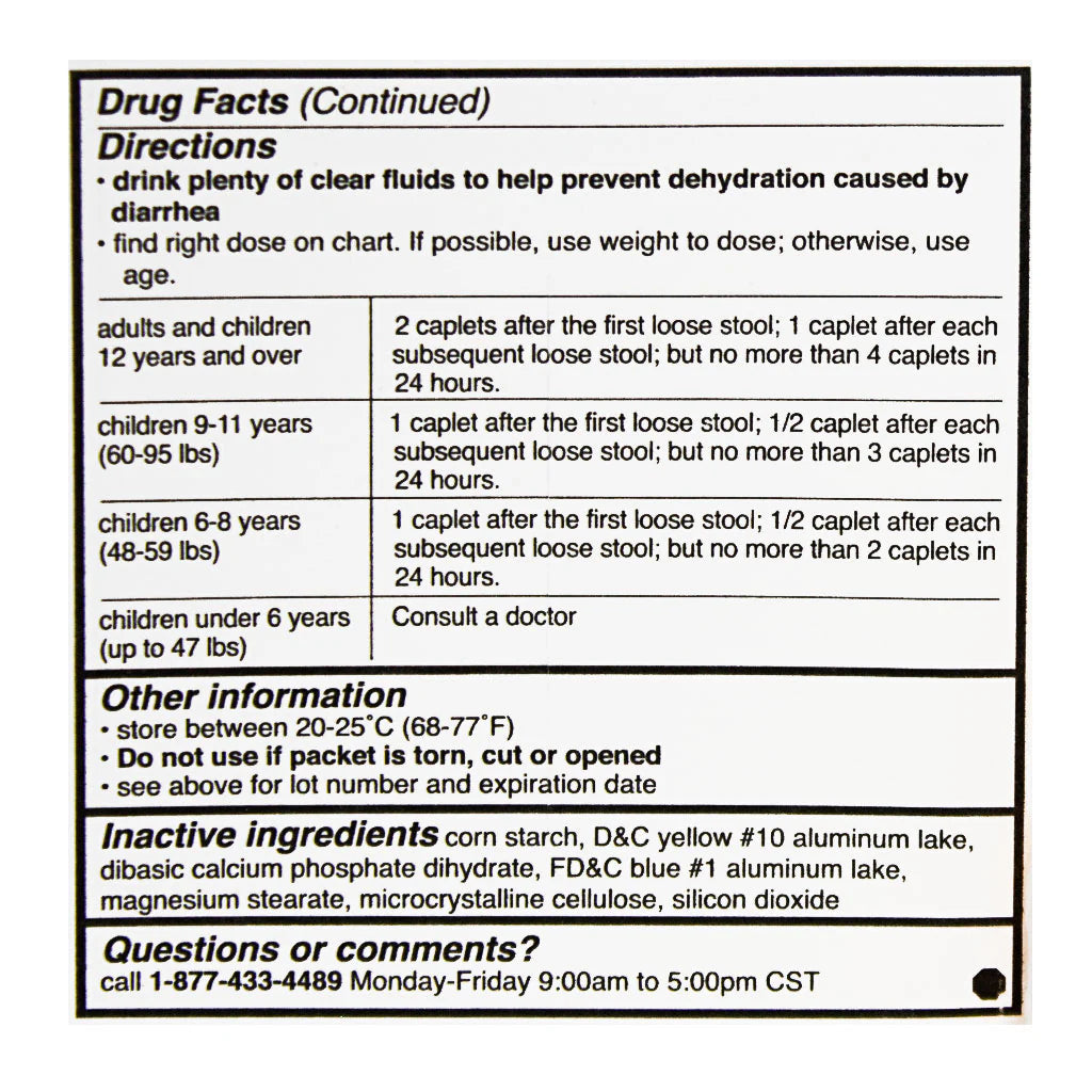 Prime Aid anti-diarrheal 2-tablet packs – 36ct box for wellness vending machines on campus