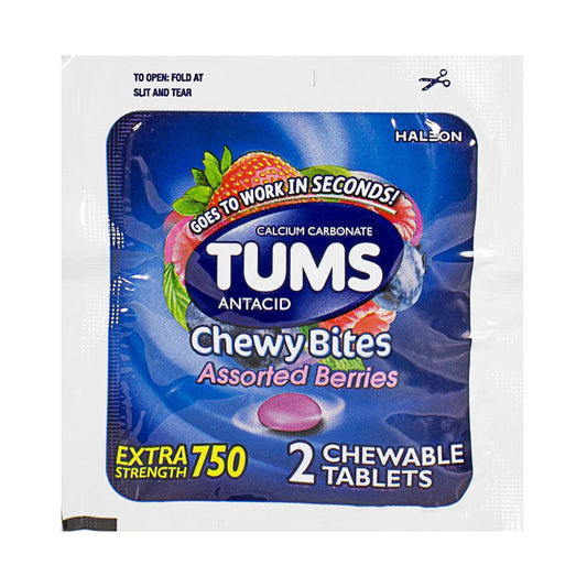Tums® Antacid Chewy Bites Assorted Berries – 2 Chewable Tablets per Pack, Box of 40