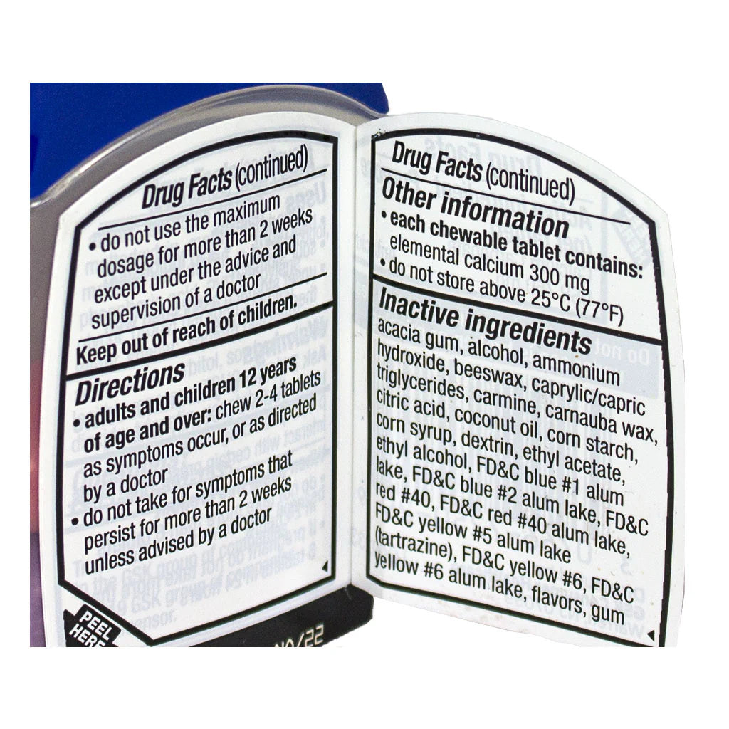 TUMS® Chewy Bites Antacid, Mixed Berry – 2 Count, Case of 36 Packs
