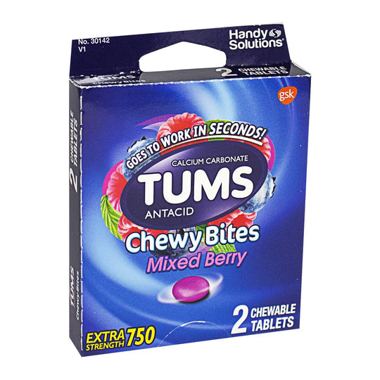 TUMS® Chewy Bites Antacid, Mixed Berry – 2 Count, Case of 36 Packs