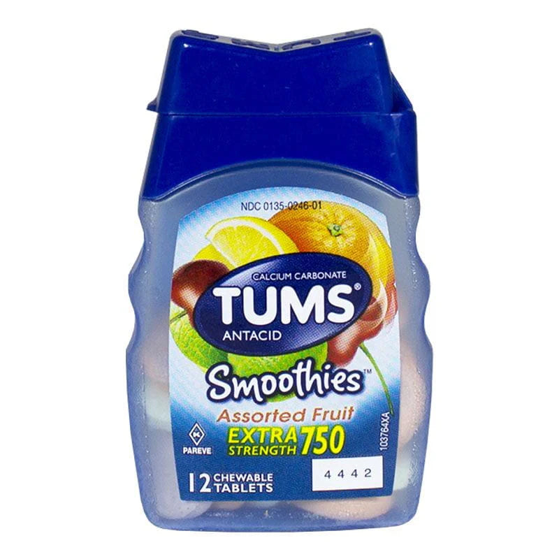 Tums® EX Smoothies Assorted Fruit Antacid – 12 Count, Case of 18 Bottles