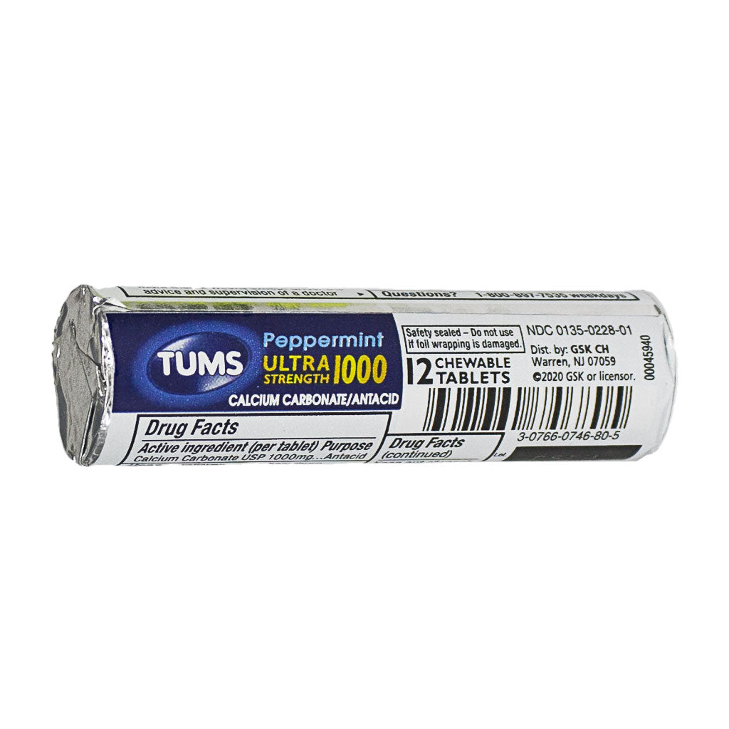 Tums Ultra Strength  Peppermint - Roll of 12 wellness vending machine