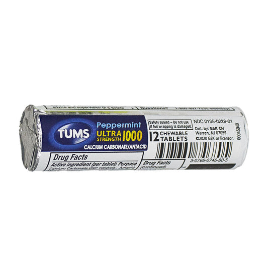 Tums Ultra Strength  Peppermint - Roll of 12 wellness vending machine