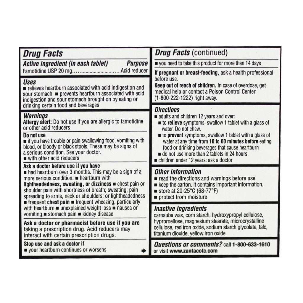 Zantac 360 Heartburn Relief - Card of 1 wellness vending machine university campuses, workplaces