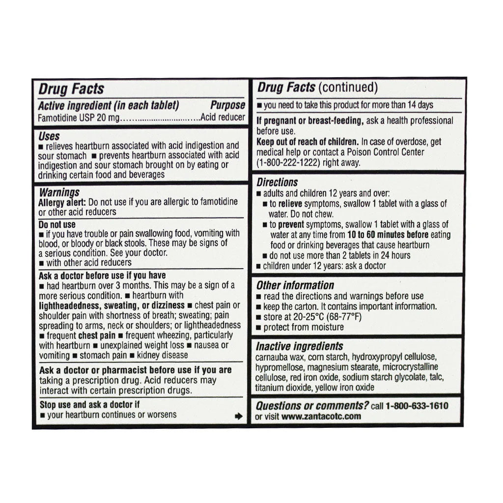 Zantac 360® Heartburn Relief – Card of 1 Tablet, Case of 36 Packs