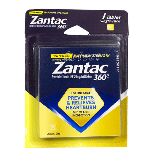 Zantac 360® Heartburn Relief – Card of 1 Tablet, Case of 36 Packs