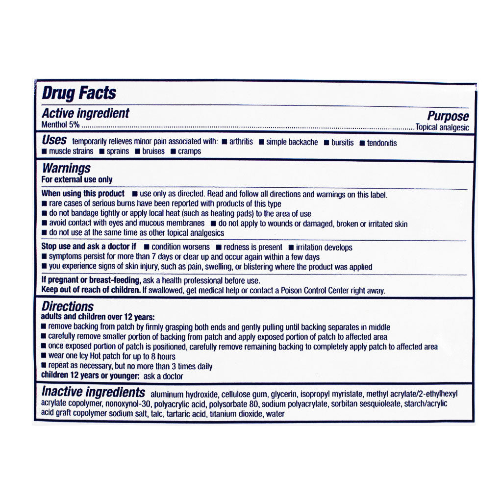 Icy Hot Medicated Patch - 10cm x 20cm wellness vending machine university campuses, workplaces