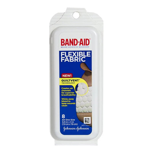 Band-Aid® Flexible Fabric Adhesive Bandages – 8 Bandages per pack, 15 packs per case