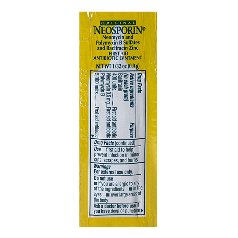- Neosporin Antibiotic Ointment - 0.9 gm. Foil Pack wellness vending machine