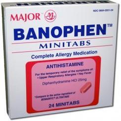 Major Banophen 25 mg Mini-Tabs Compare to Benadryl® Mini-Tabs