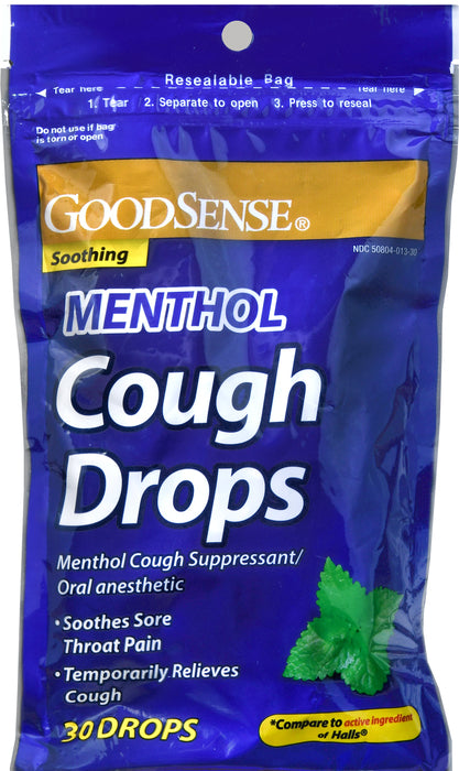 Good Sense menthol cough drops 30 count bag for wellness vending machines in airports, colleges, and workplaces