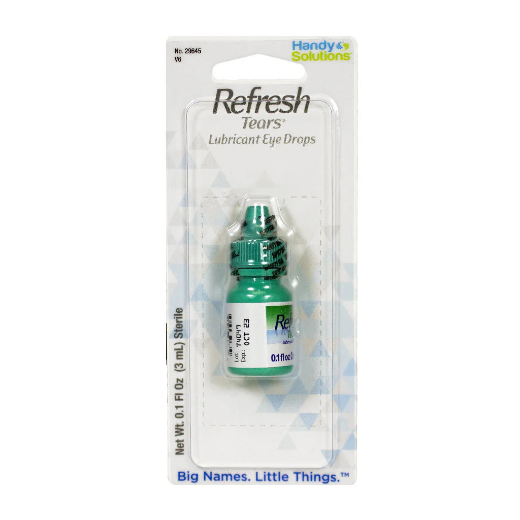 Refresh Tears 0.1 oz eye drops – vending-size eye lubricant for college wellness vending machines and campus health supplies