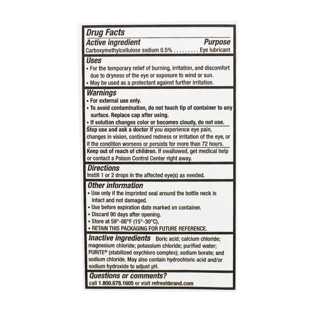 Refresh Tears 0.1 oz eye drops – vending-size eye lubricant for college wellness vending machines and campus health