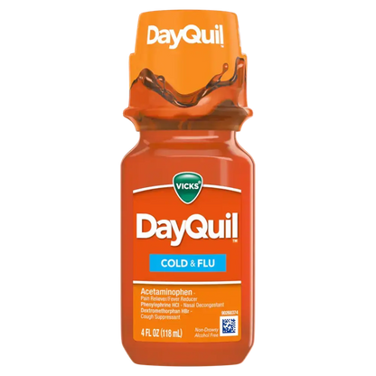 Vicks® DayQuil Cold & Flu Relief– 4 oz Bottle, 16 Bottles per case
