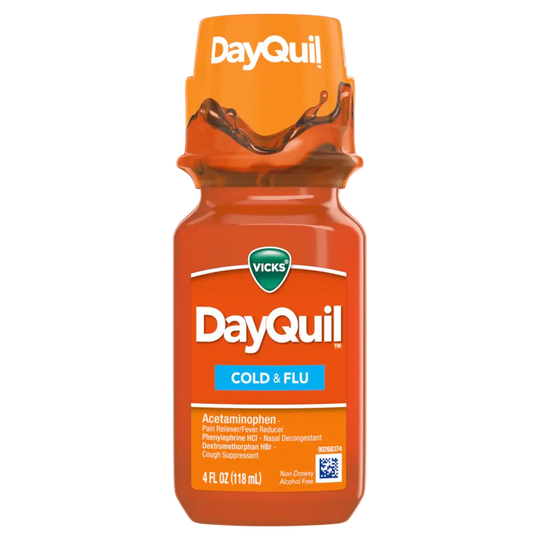 Vicks® DayQuil Cold & Flu Relief– 4 oz Bottle, 16 Bottles per case
