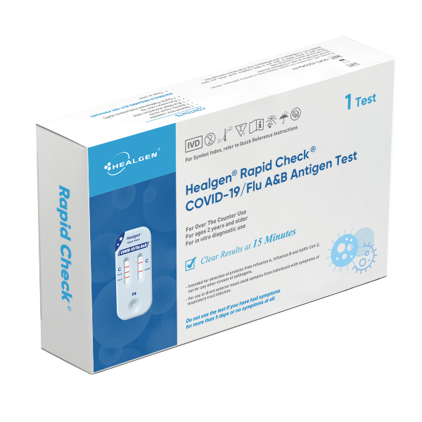 Healgen® Rapid Check® COVID-19/Flu A&B Antigen Test (OTC)