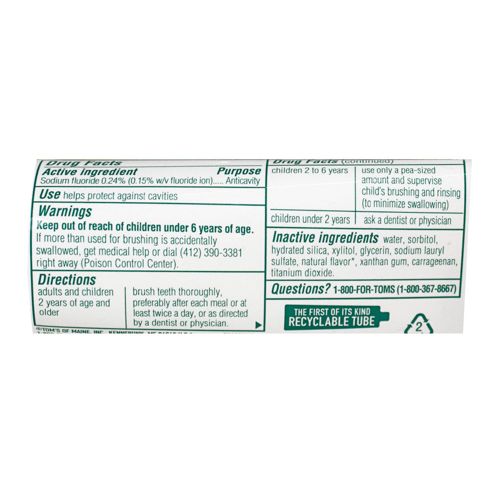 Tom's of Maine Fresh Mint Anticavity Toothpaste 3 oz wellness vending machine university campuses