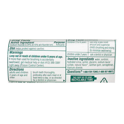 Tom's of Maine Fresh Mint Anticavity Toothpaste 3 oz wellness vending machine university campuses
