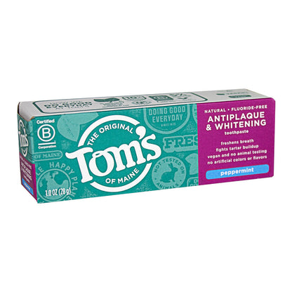 Tom's of Maine Peppermint Antiplaque & Whitening Fluoride-Free Toothpaste 1 oz wellness vending machine