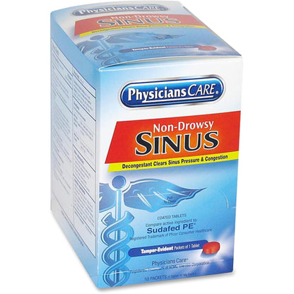 PhysiciansCare Sinus Relief Packets, 1 Tablet Per Packet, Box of 50