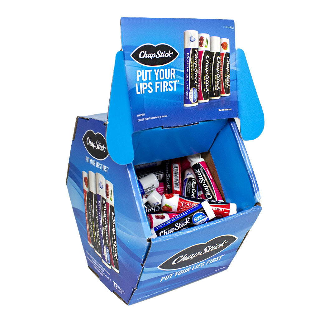Chapstick Fishbowl Display - Bucket of 72 lip balm sticks wellness vending machine university campuses