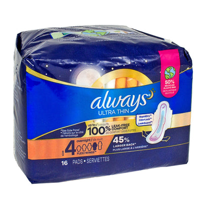 Always Overnight Ultra-Thin Maxi Pads with Wings Size 4- 16 ct wellness vending machine