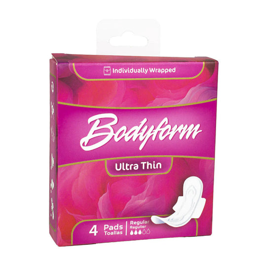 Bodyform Ultra-Thin 4-count sanitary pads for college wellness vending machines and campus health supplies