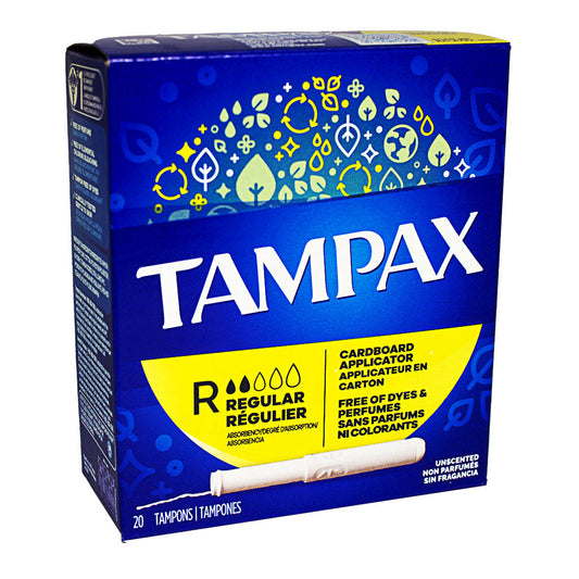 Tampax Regular Cardboard Applicator Tampons - Box of 20 wellness vending machine