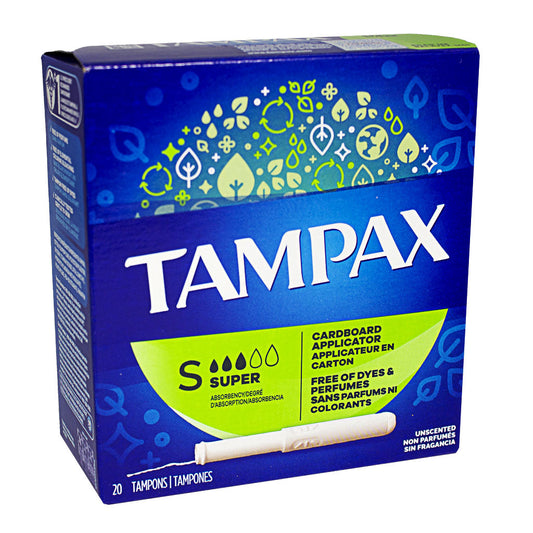 Tampax Super Cardboard Applicator Tampons - Box of 20 wellness vending machine