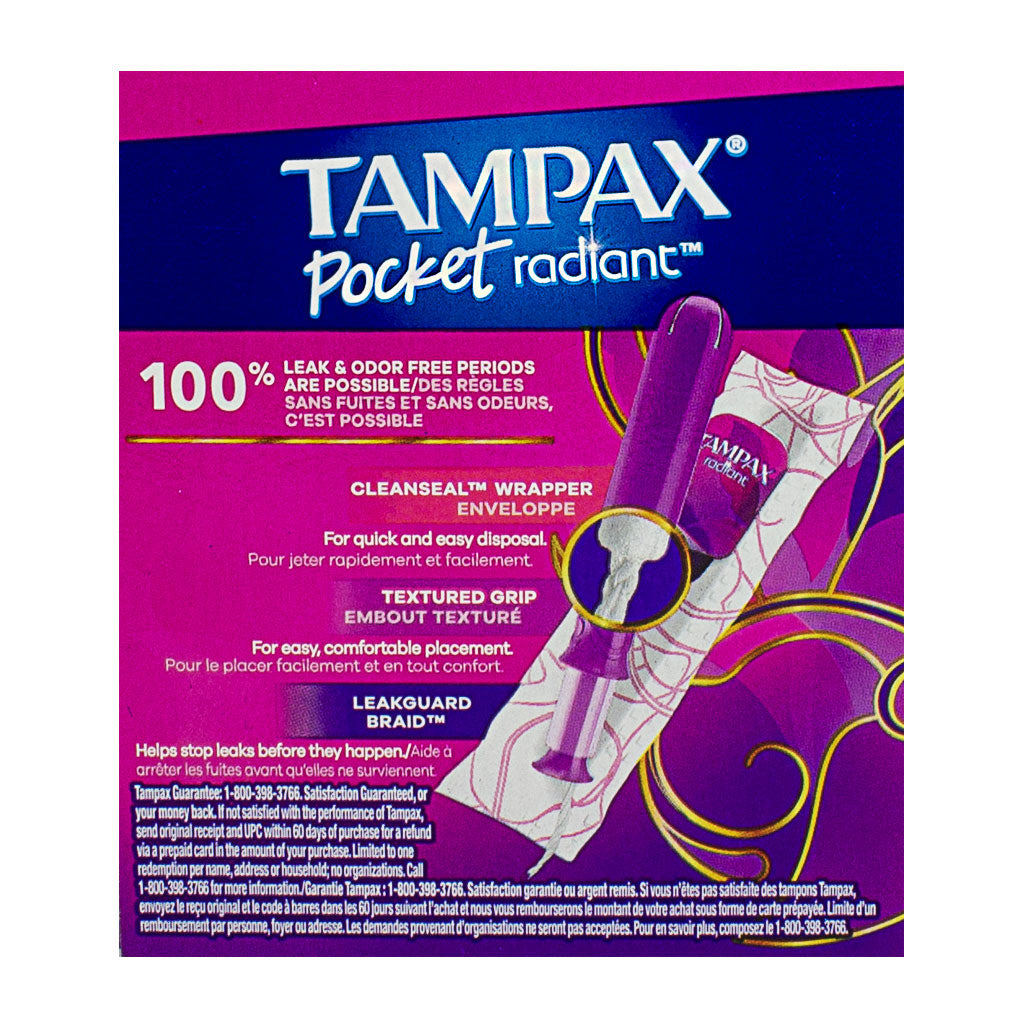 Tampax Pocket Radiant Tampons Super Unscented - 14 ct. wellness vending machine university campuses, workplaces