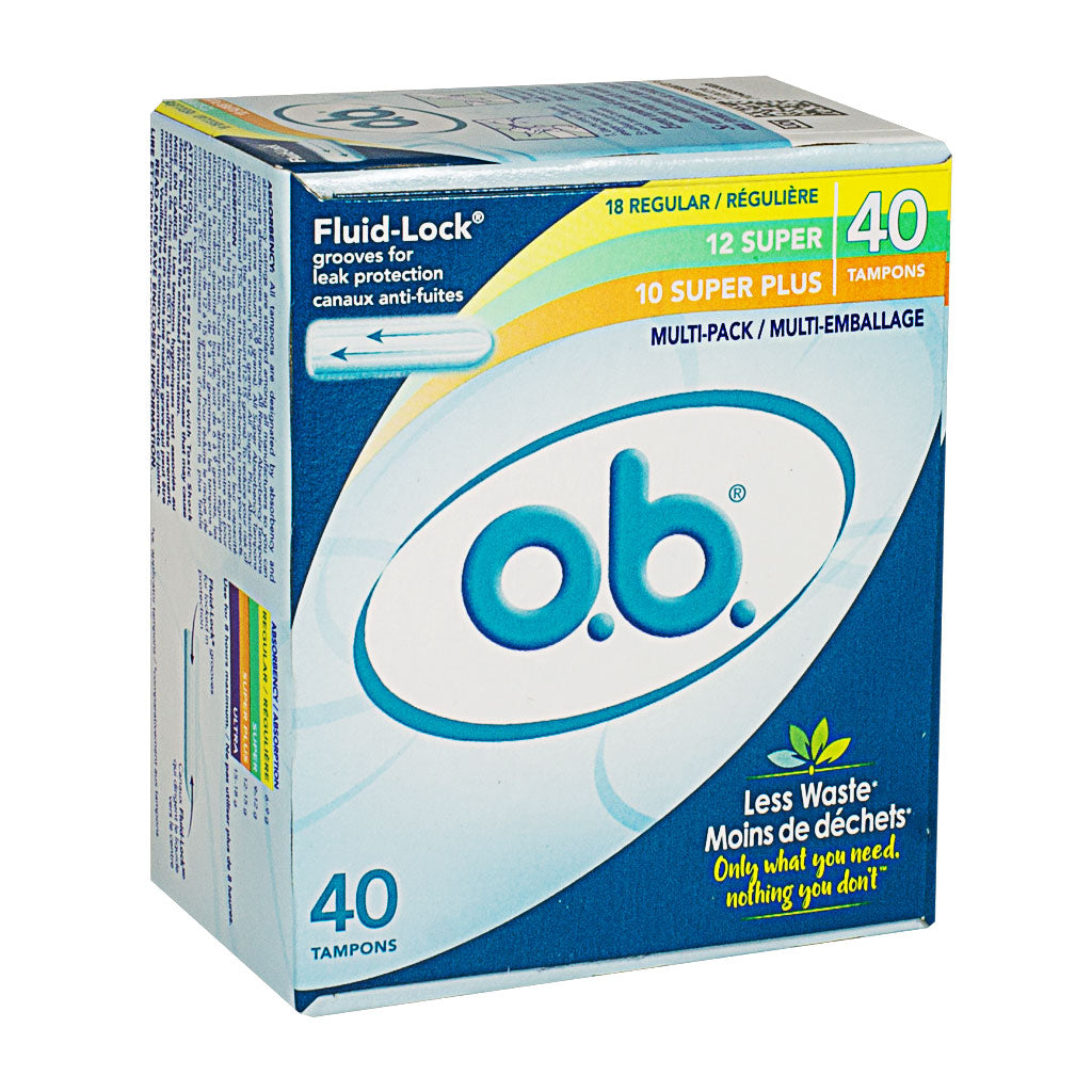o.b. Multi-Pack ( 18 Regular/ 12 Super/ 10 Super Plus) - 40ct wellness vending machine