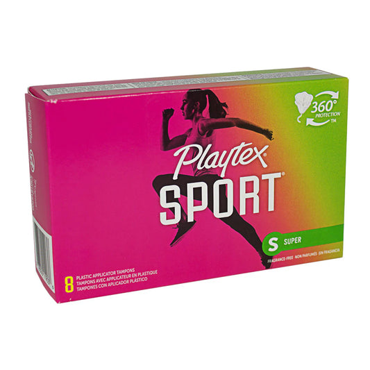 Playtex Sport Super Tampons 8-count box – fragrance-free menstrual care for college wellness vending machines