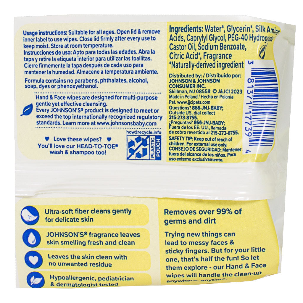 Johnson's Hand & Face Wipes - Pack of 25 wellness vending machine university campuses