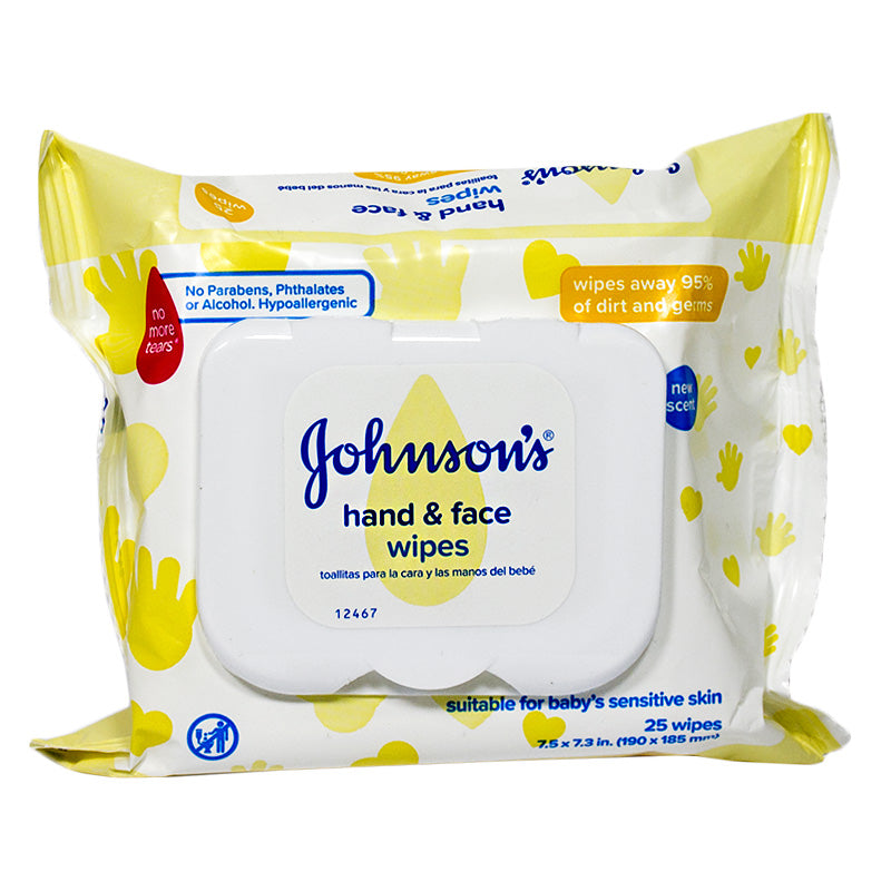 Johnson's Hand & Face Wipes - Pack of 25 wellness vending machine