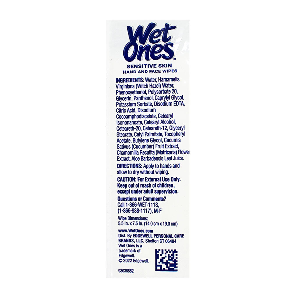Wet Ones Sensitive Skin Hands & Face Wipes - Pack of 20 wellness vending machine university campuses