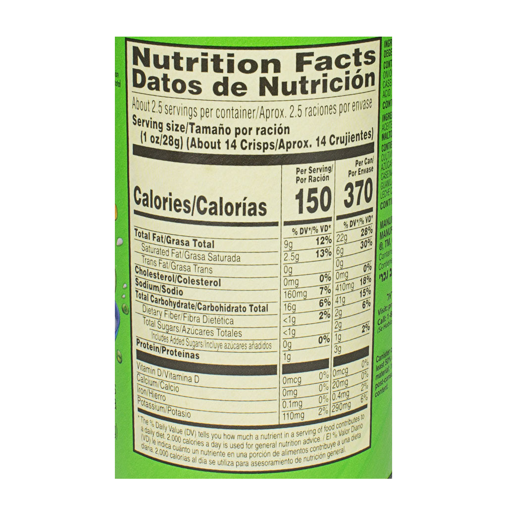 Pringles Sour Cream & Onion Potato Chips- 2.5 oz. wellness vending machine university campuses