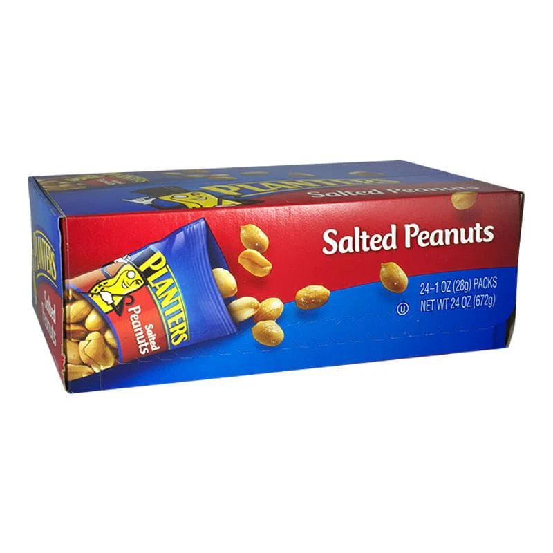 Planters Salted Peanuts 1 oz snack pack – 24 bulk bags for vending machines on campus and workplaces