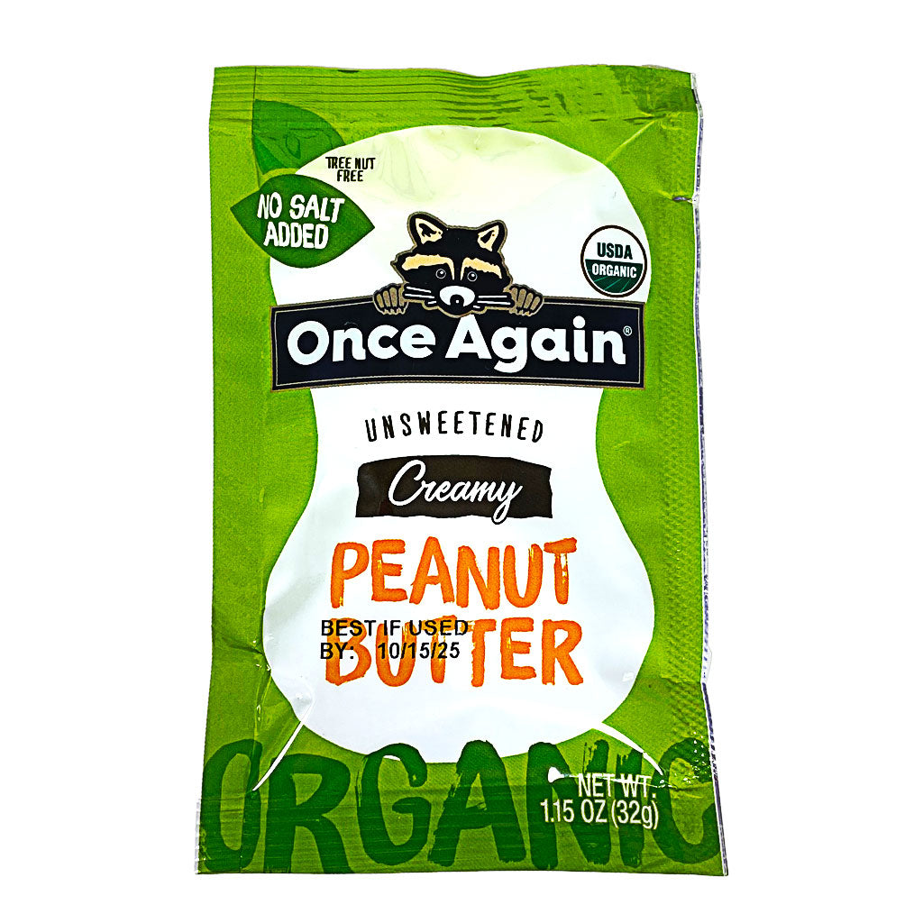 Once Again Unsweetened Organic Creamy Peanut Butter 1.15 oz- 10 Squeeze Packs wellness vending machine