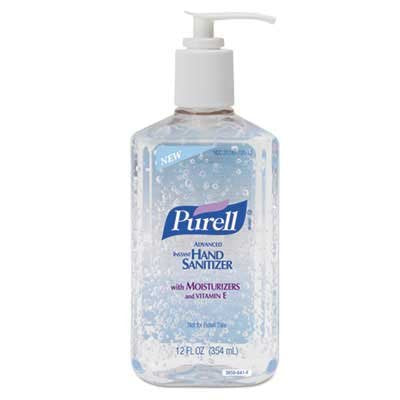 PURELL Advanced hand sanitizer refreshing gel clean scent 12 fl oz pump pack of 12 for wellness vending machines in airports, colleges, and workplaces