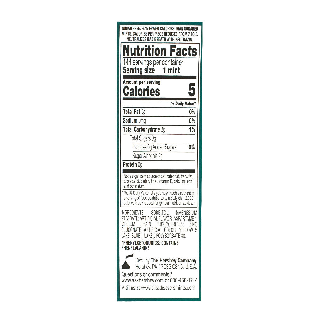Breath Savers Wintergreen Sugar-Free Mints -Roll of 12 wellness vending machine university campuses, workplaces