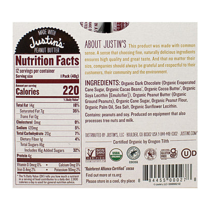 Justin's Dark Chocolate Peanut Butter Cups - 1.4 oz. wellness vending machine university campuses