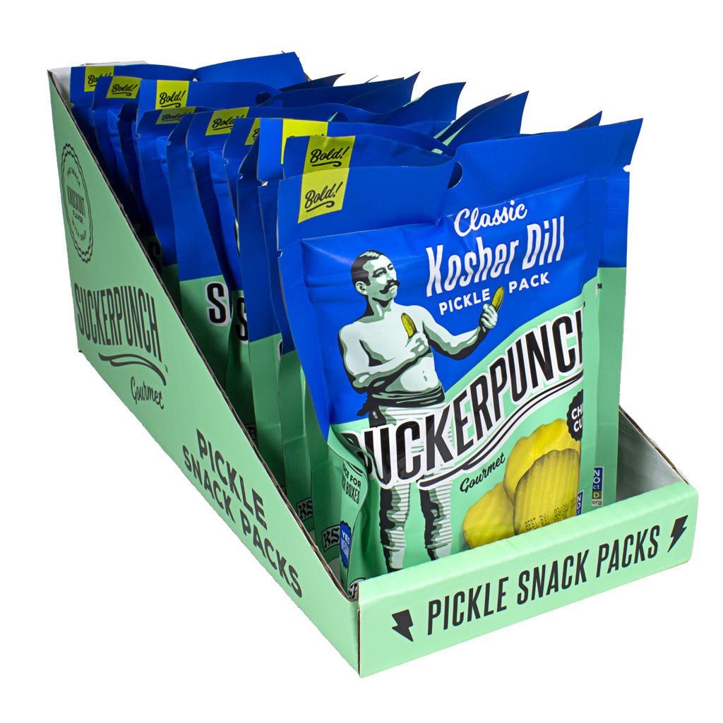 Suckerpunch Gourmet Dill Classic Pickle Chip Single Serve - 3.4 oz. wellness vending machine university campuses